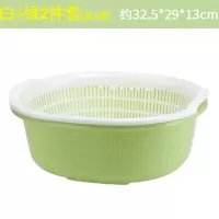 厨房双层塑料漏盆洗菜篮子水果篮沥水盆沥水篮P0|糖果款-白+绿 两个装