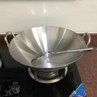 加厚不锈钢炒锅无涂层不生锈双耳单柄炒菜锅燃气炉家用锅具Z5|炒锅+锅铲 60cm