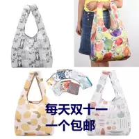 日本森女可折叠市便携收尚加厚尼龙买菜手提袋T7
