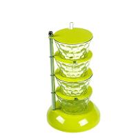 厨房调料盒套装调料罐防潮调味盒盐罐家用立式多层旋转佐料收纳盒G3|绿色 调料盒套装