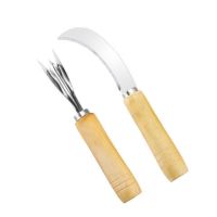 不锈钢菠萝刀削皮器 切菠萝切水果削菠萝器去眼去皮器D8|V型铲+水果弯刀