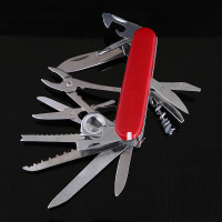 能瑞士军刀户外多用刀具野餐组合工具刀折叠便携水果钓鱼K9|红色17开(送刀套)