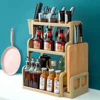 调料用品多层落地收纳架子塑料简易调味品盒整理储物架B0