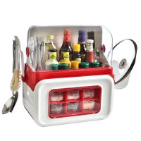 调味盒厨房收纳架油盐酱醋筷子收纳盒能刀架调味品调料置物架J9|奢华款红色