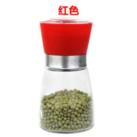 玻璃调料罐研磨器手动花椒黑胡椒粉研磨瓶调味瓶厨房用品小工具Z4|红色
