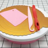 生日蛋糕转盘家用11寸带防滑裱花台做蛋糕转台转盘烘焙工具全套装T9|白面粉底套A