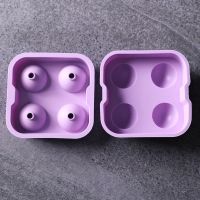 雪糕模具家用做冰激凌冰棒冰棍冰淇淋冰糕磨具自制冻冰块硅胶冰格S7|硅胶4格冰格有盖-球形