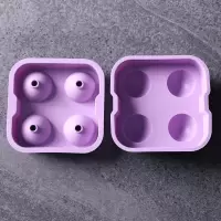 雪糕模具家用做冰激凌冰棒冰棍冰淇淋冰糕磨具自制冻冰块硅胶冰格S7|硅胶4格冰格有盖-球形