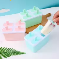 雪糕模具冰糕冰棍冰棒冰块盒家用制冰盒自制冰淇淋冰激凌冰格模具|新款4格[2套]颜色随机