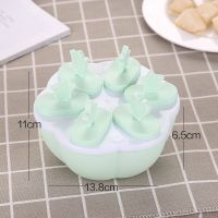 自制雪糕冰淇淋棒冰模具冰棒冰棍冰格家用冰淇淋带盖冰棒盒J7|绿色-圆形6格