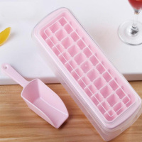 diy雪糕模具冰激凌冰棍冰棒冰块冰格冰糕制冰盒 做棒冰的模具家用N9|33格粉色(送冰铲+收纳盒+盖子)