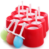 九格硅胶冰棒模具品质 儿童雪糕模具冰格冰淇淋制作模具Q0|9格红色