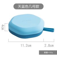 韩国硅胶冰格家用制冰模具小格辅食冰块盒带盖冻冰盒球形L8|浅蓝六边形