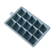 硅胶冰格家用带盖大方块制冰盒婴儿辅食盒日本创意冰箱冻冰块模具|墨绿色 24格无盖