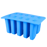 家用自制雪糕模具硅胶冰格创意diy冰淇淋冰棒冰棍模型E0|10连雪糕模(蓝色)