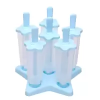 家用冰棒盒冰棍制作模具冰淇淋冰格创意冰块模具雪糕冰激凌制冰盒|梅花形6个---蓝色