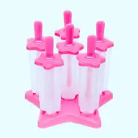 家用冰棒盒冰棍制作模具冰淇淋冰格创意冰块模具雪糕冰激凌制冰盒|梅花形6个---红色