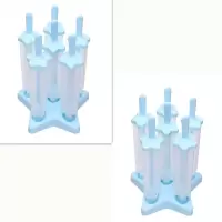 家用冰棒盒冰棍制作模具冰淇淋冰格创意冰块模具雪糕冰激凌制冰盒|梅花形12个---蓝色