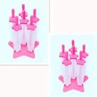 家用冰棒盒冰棍制作模具冰淇淋冰格创意冰块模具雪糕冰激凌制冰盒|梅花形12个---红色