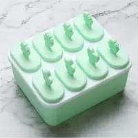 雪糕模具家用冰棒冰棍手工制作模具冰淇淋冰格做雪糕模型C6|素雅绿 方[8格]