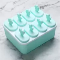 雪糕模具家用冰棒冰棍手工制作模具冰淇淋冰格做雪糕模型C6|素雅蓝 方[8格]