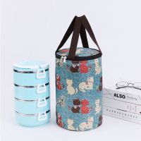 圆形保温桶套学生饭盒袋铝箔保温女包包大容量大号便当手提袋帆布C2