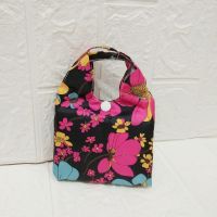 大容量便携可折叠牛津布手提袋市环保收纳袋买菜包V3|[子母包]黑底红花