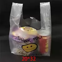透明笑脸方便袋背心性外卖打包袋子定做手提D6|透明加厚5丝一公斤 宽35*55