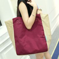 大容量可折叠帆布包便携买菜手提市购物包女单肩包P5|酒红色