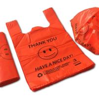 红色市场袋方便袋透明笑脸袋食品广告袋厂家直销M0|买300只送200只(共500只) 24宽*38长(每捆50只