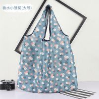 2个装 可折叠大容量市环保便携防水妈咪买菜包手提袋帆布N7|香水小雏菊 1个大号+1个中号【2件装】