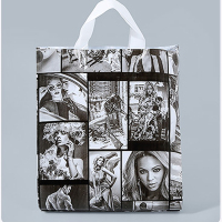 加厚服装衣服袋手提袋装衣服店袋子包装化妆品袋胶袋Z1|报纸花 宽3843测825个一包