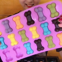 硅胶冰格模具空心冰块模diy巧克力果冻蛋糕烘焙模具O0|18连小骨头 (2个装)