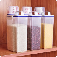 家用装米桶防虫防潮密封罐塑料米面粉储物箱五谷杂粮收纳盒储米缸N7|[3个装2kg米桶]加量杯