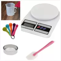 蛋糕模具电子称电动打蛋器面粉筛套装量勺生日蛋糕烤箱烘焙工具V4|电子称+彩色量勺+量杯+粉筛+刮刀