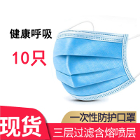 [48小时发货]10片装一次性无纺口罩熔喷布一次性防护口罩