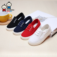 小美和小宝儿童帆布鞋男童布鞋春季新款女童白色懒人球鞋童小白鞋