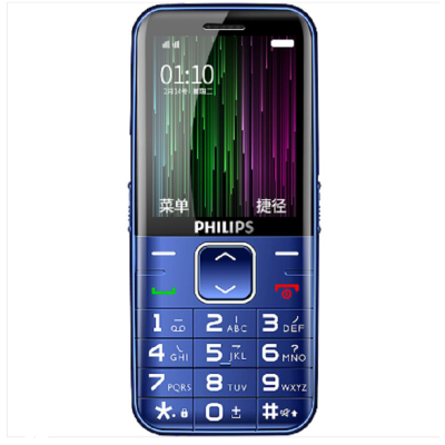 飞利浦（Philips）E186A 移动/联通2G 直板按键 学生双卡双待 老年功能机超长待机 老人手机蓝色