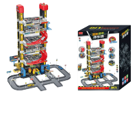 智能城市停车场玩具男孩电动升降电梯轨道车滑梯合金车儿童拼装大型立体多层仿真车库 电动六层停车238D款+轨道(带8个车)