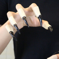 尖牙恶魔僵尸表演万圣节可爱牙套道具假牙派对吸血鬼儿童舞会 巫婆指甲黑色