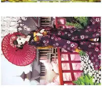 大号平图2000成人拼图大拼图难度10000恶搞水晶1000块带框puzzle 粉红色樱花少女1000分区