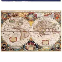 大号平图2000成人拼图大拼图难度10000恶搞水晶1000块带框puzzle 酒红色地理发现1000分区