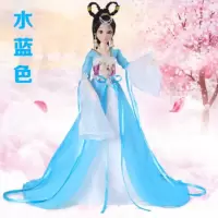 礼盒布料衣服古装古典娃娃汉服娃娃芭比人偶古古风公主美女套装 水蓝色水蓝公主 12关节娃娃+8大礼品