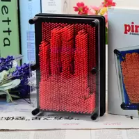 3D魔术手膜克隆三维立体特大钉针脸印手印玩具儿童百变针画手模 方形款红色 超大号