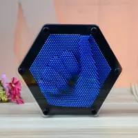 3D魔术手膜克隆三维立体特大钉针脸印手印玩具儿童百变针画手模 六边形款深蓝色 中号