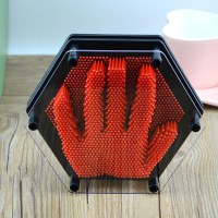 3D魔术手膜克隆三维立体特大钉针脸印手印玩具儿童百变针画手模 六边形款红色 大号