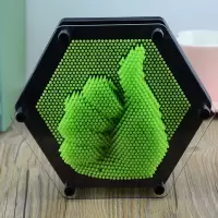 3D魔术手膜克隆三维立体特大钉针脸印手印玩具儿童百变针画手模 六边形款绿色 大号
