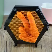 3D魔术手膜克隆三维立体特大钉针脸印手印玩具儿童百变针画手模 六边形款橙色 中号