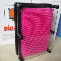 3D魔术手膜克隆三维立体特大钉针脸印手印玩具儿童百变针画手模 方形款玫红色 中号