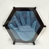 3D魔术手膜克隆三维立体特大钉针脸印手印玩具儿童百变针画手模 六边形款浅蓝色 大号